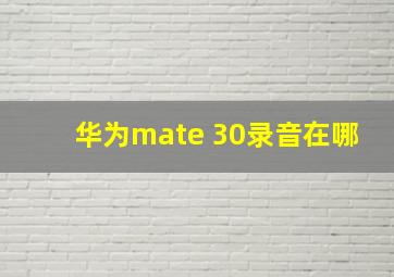 华为mate 30录音在哪